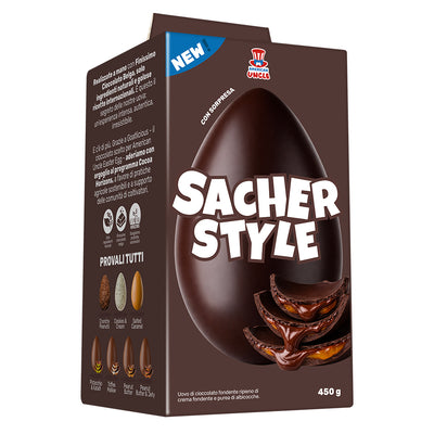 Osterei 450g aus Zartbitterschokolade gefüllt mit Aprikosenmarmelade und Zartbitter American Uncle Egg Sacher Style