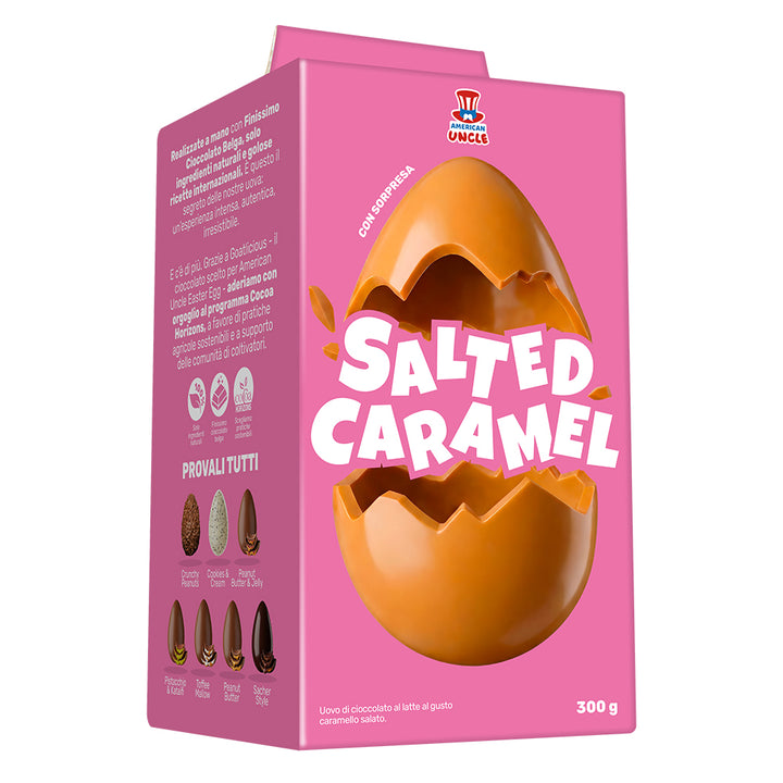 Uovo di pasqua da 300g al cioccolato e caramello salato, American Uncle Salted Caramel Egg