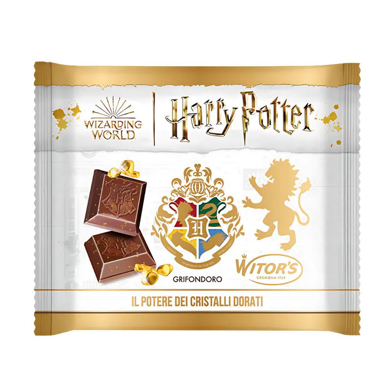 Confezione da 50g tavoletta di cioccolato al latte con granelli di zucchero colorati Harry Potter.