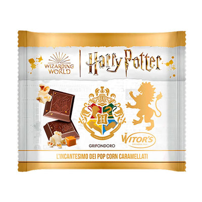 Confezione da 50g tavoletta di cioccolato con pop corn caramellati Harry Potter.