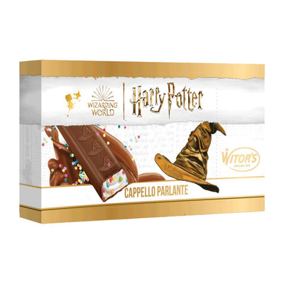 Confezione da 100g barretta di cioccolato al latte con cremoso ripieno al latte e popping candy Harry Potter.