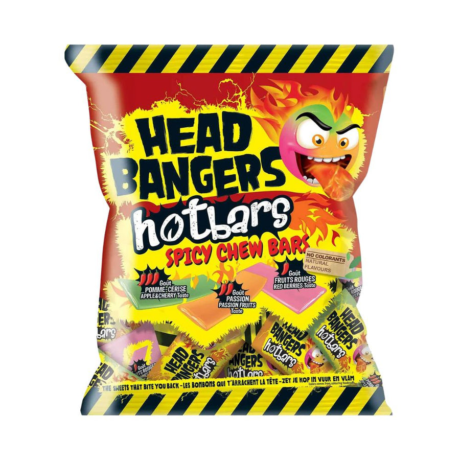 Confezione da 200g, caramelle piccanti al gusto di frutta Headbangers.