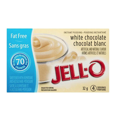 Confezione da 32g, budino istantaneo al gusto di cioccolato bianco Jell-o.