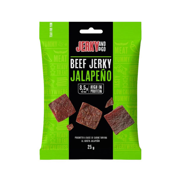 Jerky And Go Beef Jerky Jalapeno, snack getrocknetes und geräuchertes Rindfleisch mit Jalapeno-Geschmack, 25g 