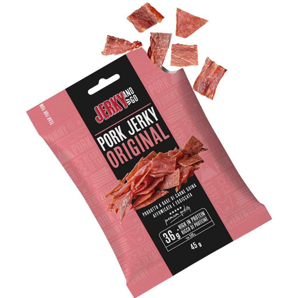 Jerky and Go Pork Jerky Original, Schweinefleisch Trockenfleisch 45g 