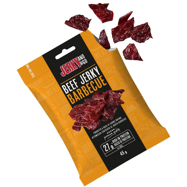 Jerky and Go Beef Jerky Barbecue, getrocknetes Rindfleisch mit Barbecue-Geschmack, 45g 