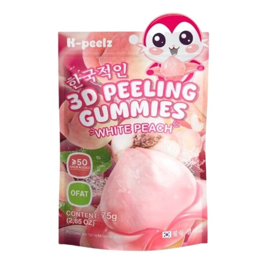 K-peelz 3D Peeling Gummies White Peach, caramelle gommose al gusto di pesca da 75g