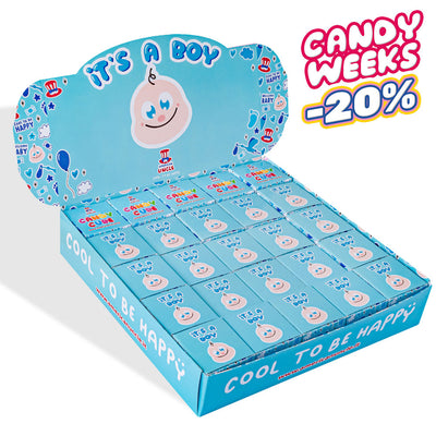 Candy Cube Kit It's a boy, Boxen mit 50g Gummibonbons, ideal für die Baby-Dusche oder Geburt (25, 50 oder 75 Stück)