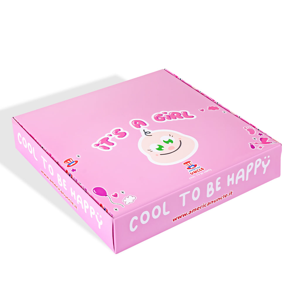Candy Cube Kit “Es ist ein Mädchen”, 50g Gummibärchen-Döschen ideal für die Babyparty oder Geburt (25, 50 oder 75 Stk.) 