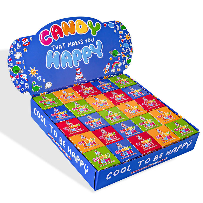 Candy Cube Kit Party, Gummibonbon-Dosen von 50g ideal als Party-Ende-Gadgets (25, 50 oder 75 Stk)