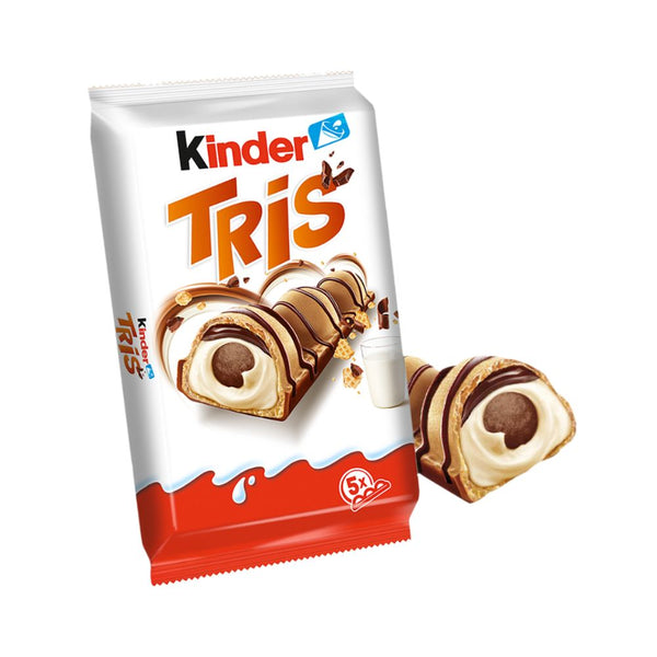 Kinder Tris, 5er-Pack knusprige Waffeln mit Milchcreme und Schokoladentopping, 100 g 
