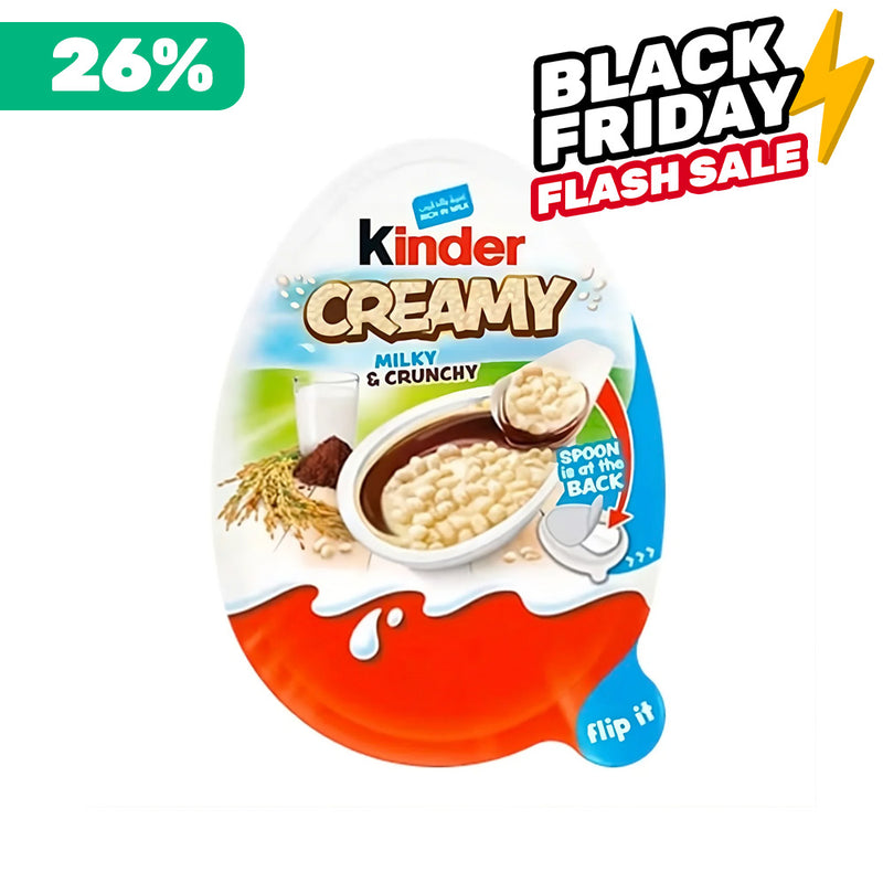 Kinder Creamy Milky & Crunchy, Kinder Schokolade mit Milchcreme und gepufftem Reis 19g