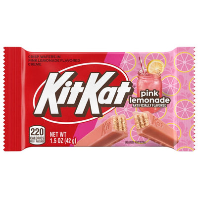 Confezione da 42g, wafer ricoperto di crema al gusto di limonata rosa KitKat.