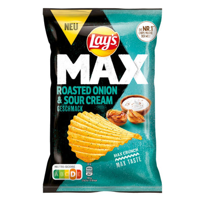Confezione da 110g, patatine al gusto di cipolla tostata e panna acida Lay's.