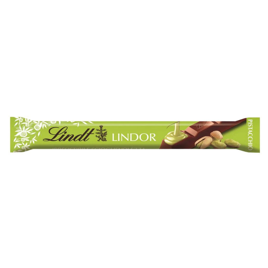 Confezione da 38g, cioccolato al latte con morbido ripieno al pistacchio Lindt.