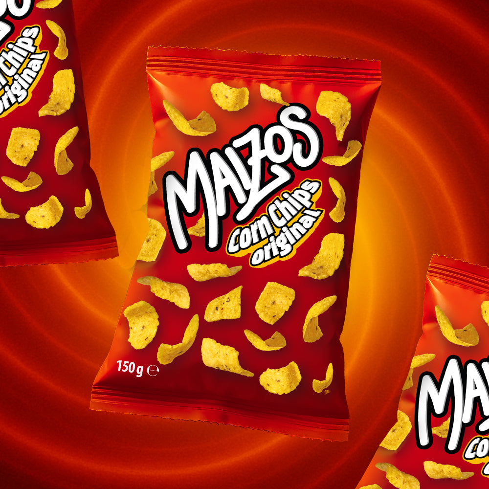 Confezione da 150g di chips di mais Maizos