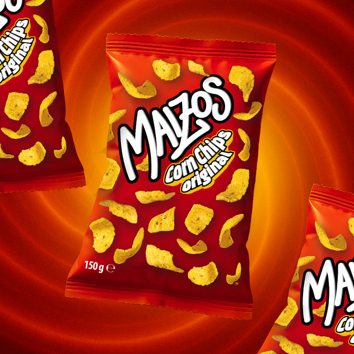Confezione da 150g di chips di mais Maizos