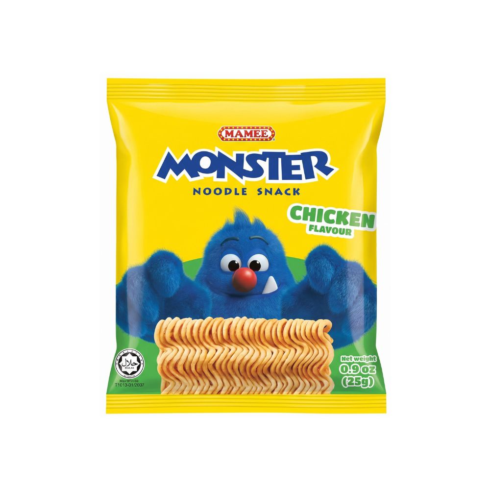 Mamee Monster Noodle Snack mit Hühnchengeschmack, snack-Nudeln mit Hühnchengeschmack 25 g 