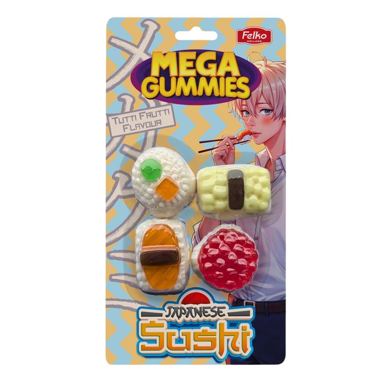 Confezione da 120g, caramella gommosa al gusto di tutti frutti Mega Gummies.