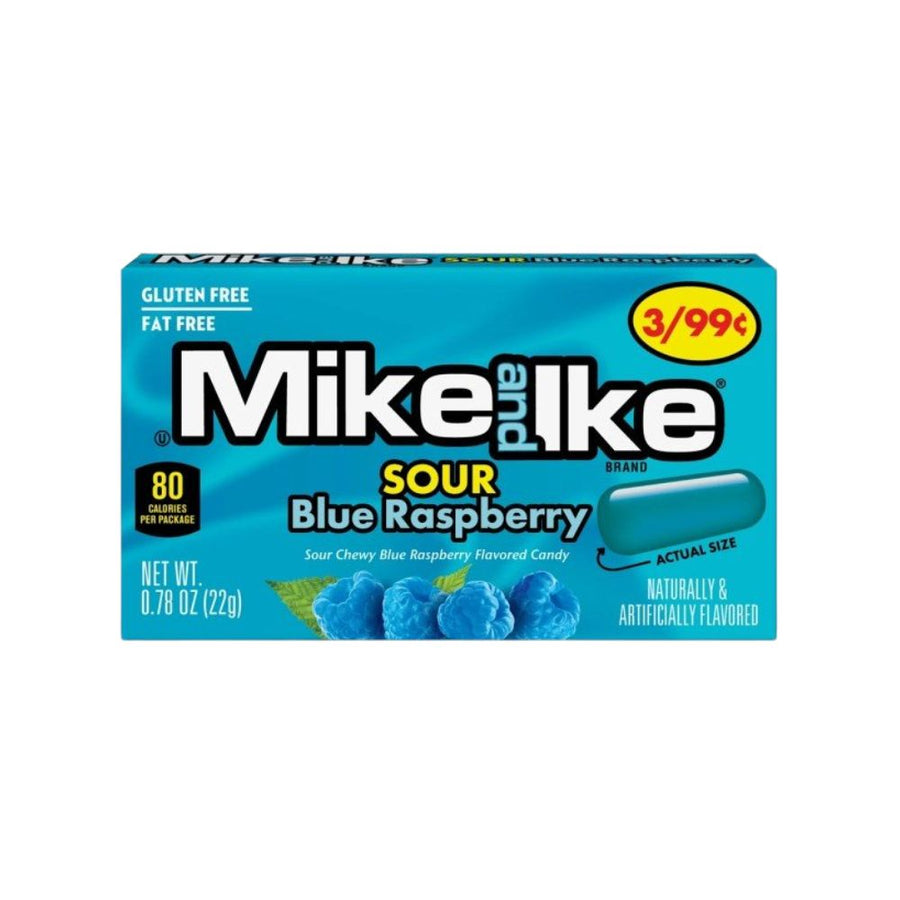 Mike and Ike Sour Blue Raspberry, Himbeer-saure Bonbons, 22g.