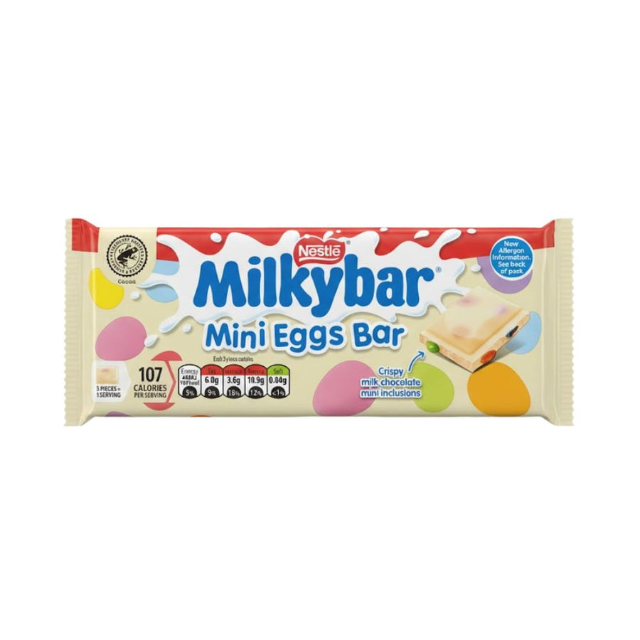 Nestlè Milkybar Mini Eggs Bar, Tavoletta di cioccolato bianco con confetti da 100g