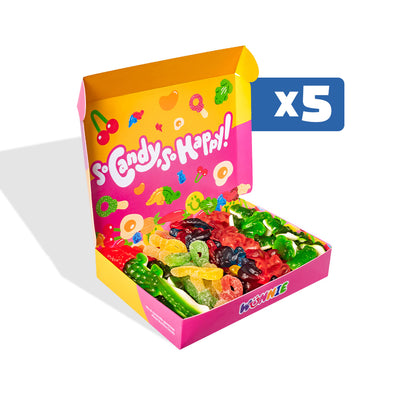 Wunnie box "So Candy, So Happy", 5 Schachteln Gummibonbons in verschiedenen Geschmacksrichtungen à 480g (Wunnie Tage) 