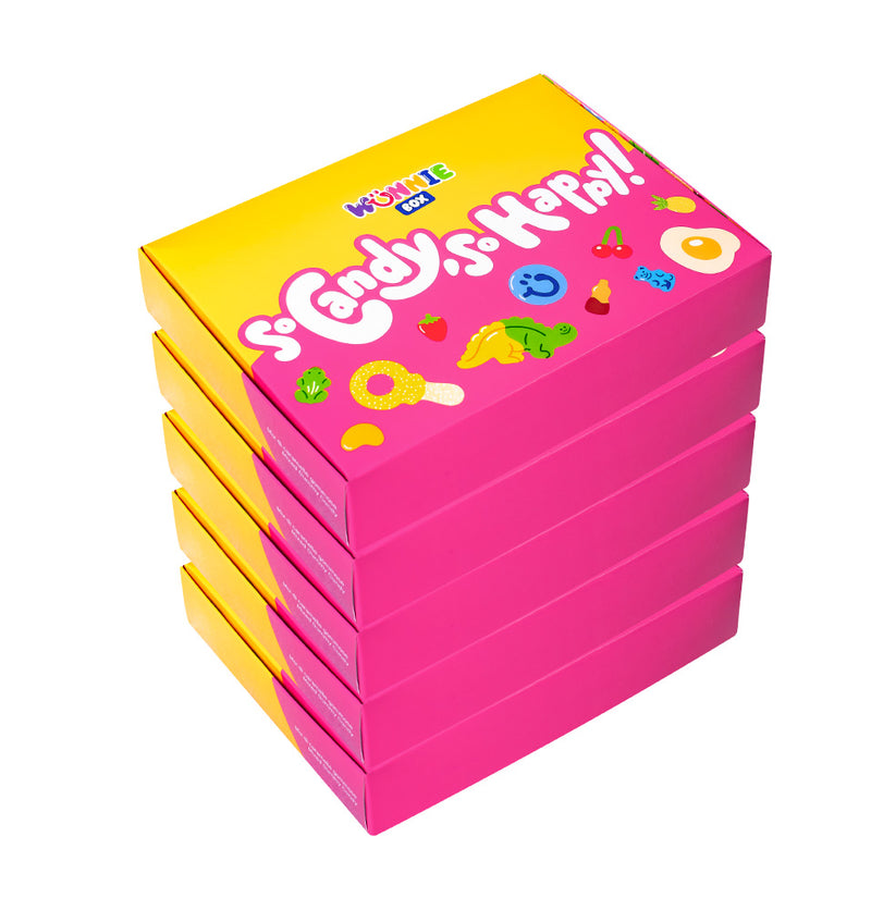 Wunnie box "So Candy, So Happy", 5 Schachteln Gummibonbons in verschiedenen Geschmacksrichtungen à 480g 