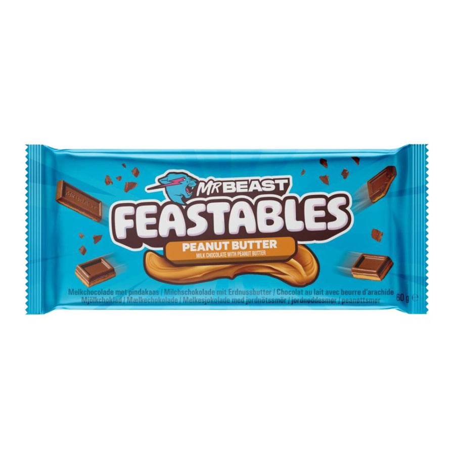 Mr Beast Feastables Peanut Butter, cioccolato al latte con burro d'arachidi da 60g.