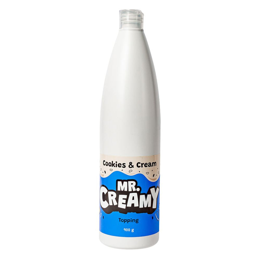 Confezione da 900g, topping al cioccolato bianco e biscotti Mr. Creamy.