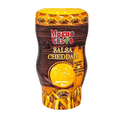 Confezione da 290g, salsa cheddar Mucho Gusto.