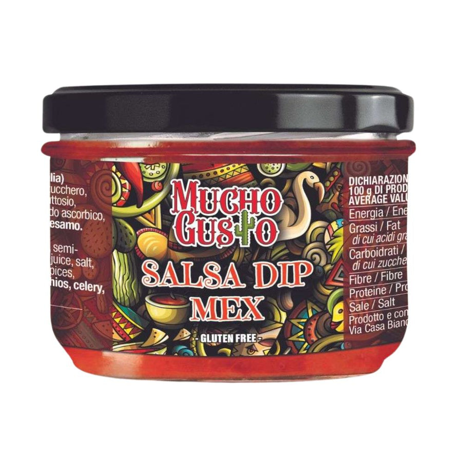 Confezione da 230g, salsa piccante a base di pomodoro con peperoni Mucho Gusto.