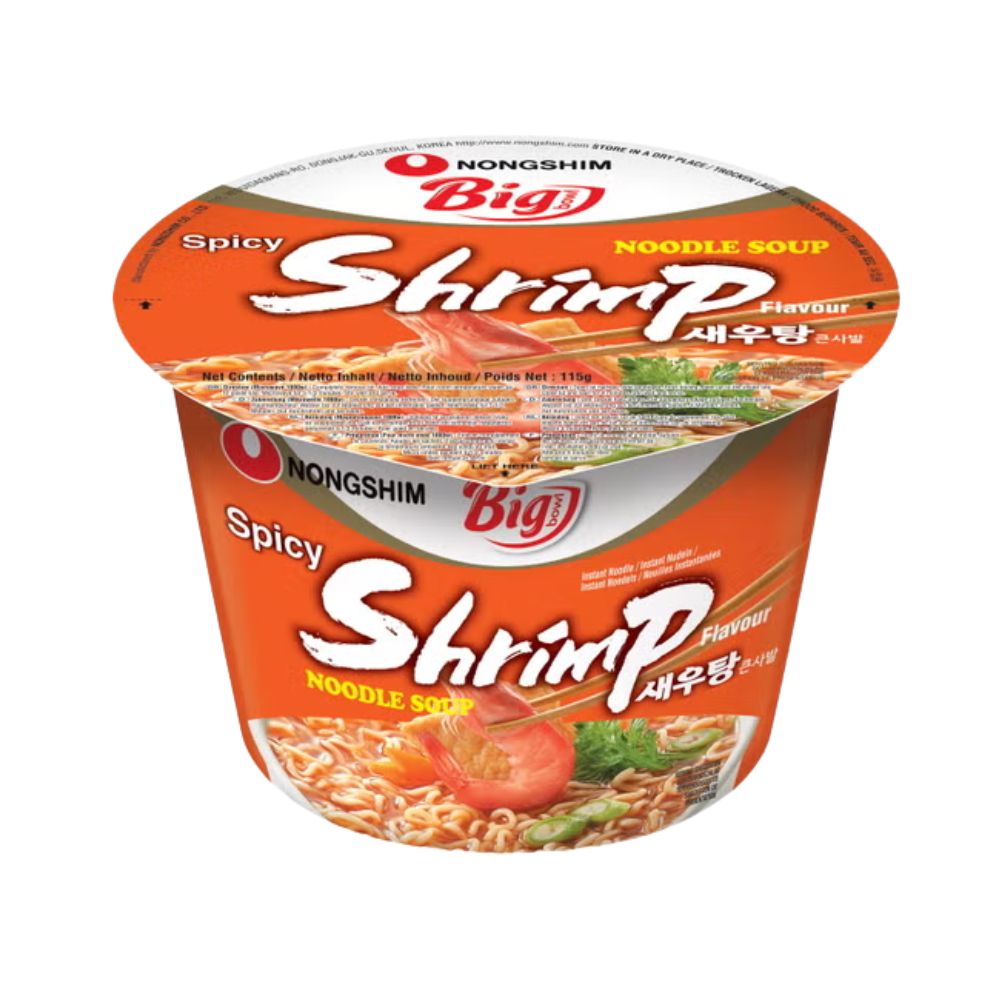 Nongshim Big Bowl Noodle Shrimp, noodles al gusto di gamberetti da 115g