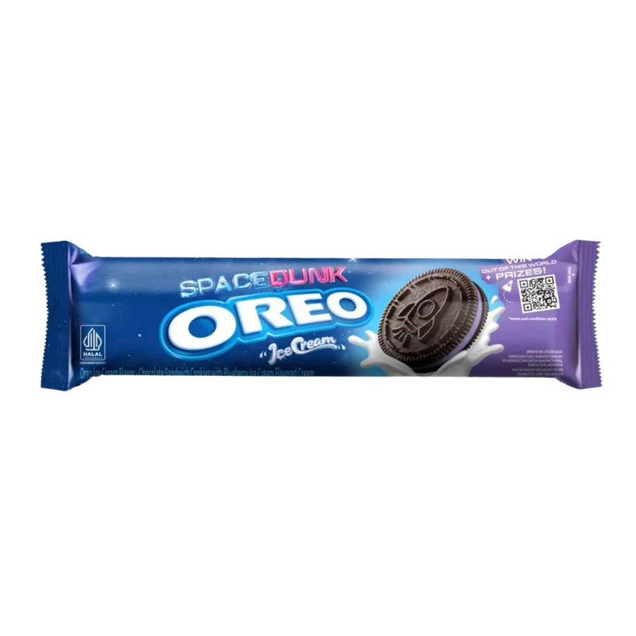 Confezione da 110,4g, biscotti con crema al gusto di lampone Oreo.