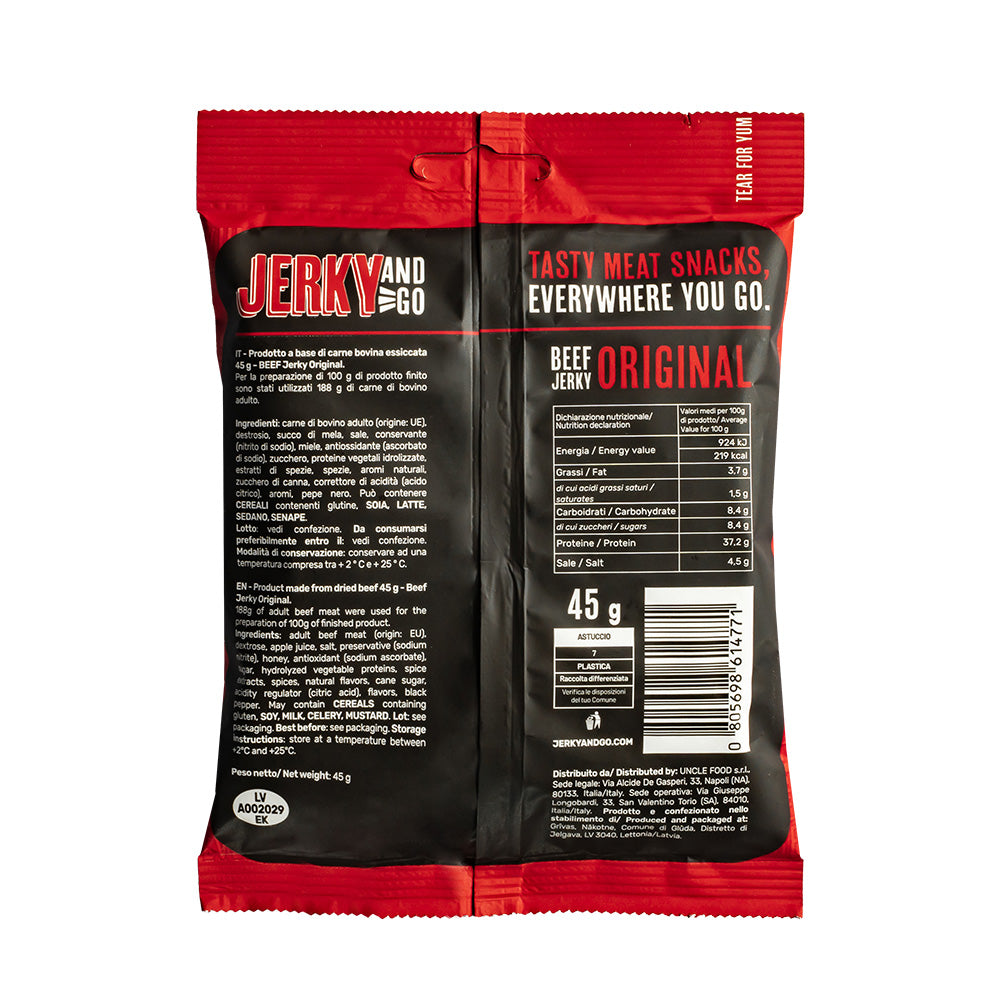 Jerky and Go Beef Jerky Original, 45g Rindfleisch Trockenfleisch 