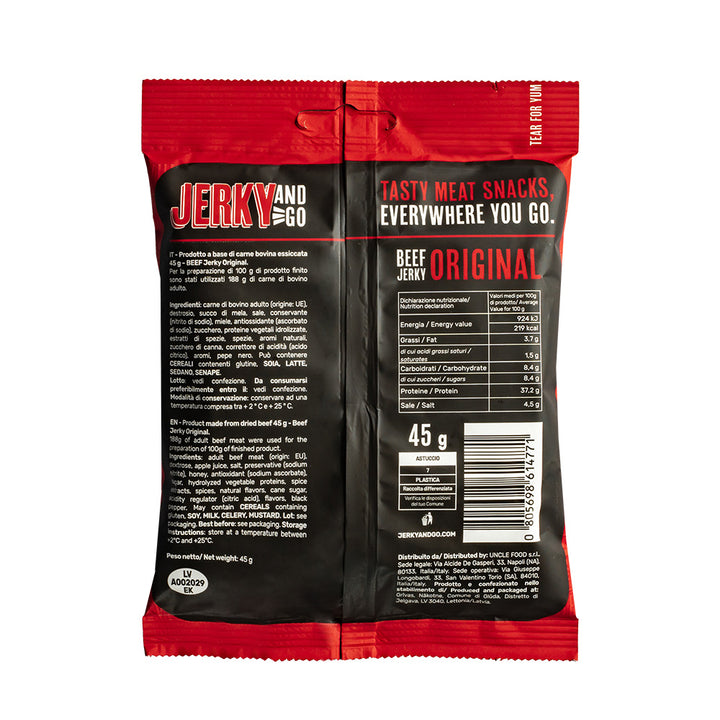 Jerky and Go Beef Jerky Original, 45g Rindfleisch Trockenfleisch 