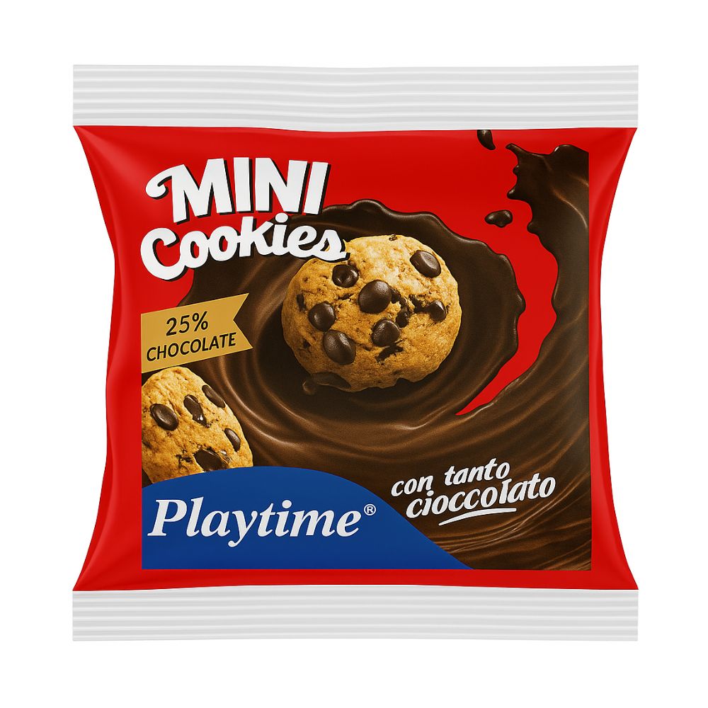 Confezione da 50g di biscotti con gocce di cioccolato Playtime.