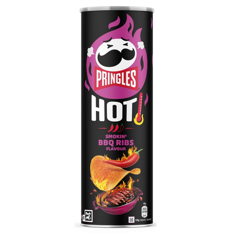 Confezione da 160g, patatine al gusto di costine barbecue Pringles.