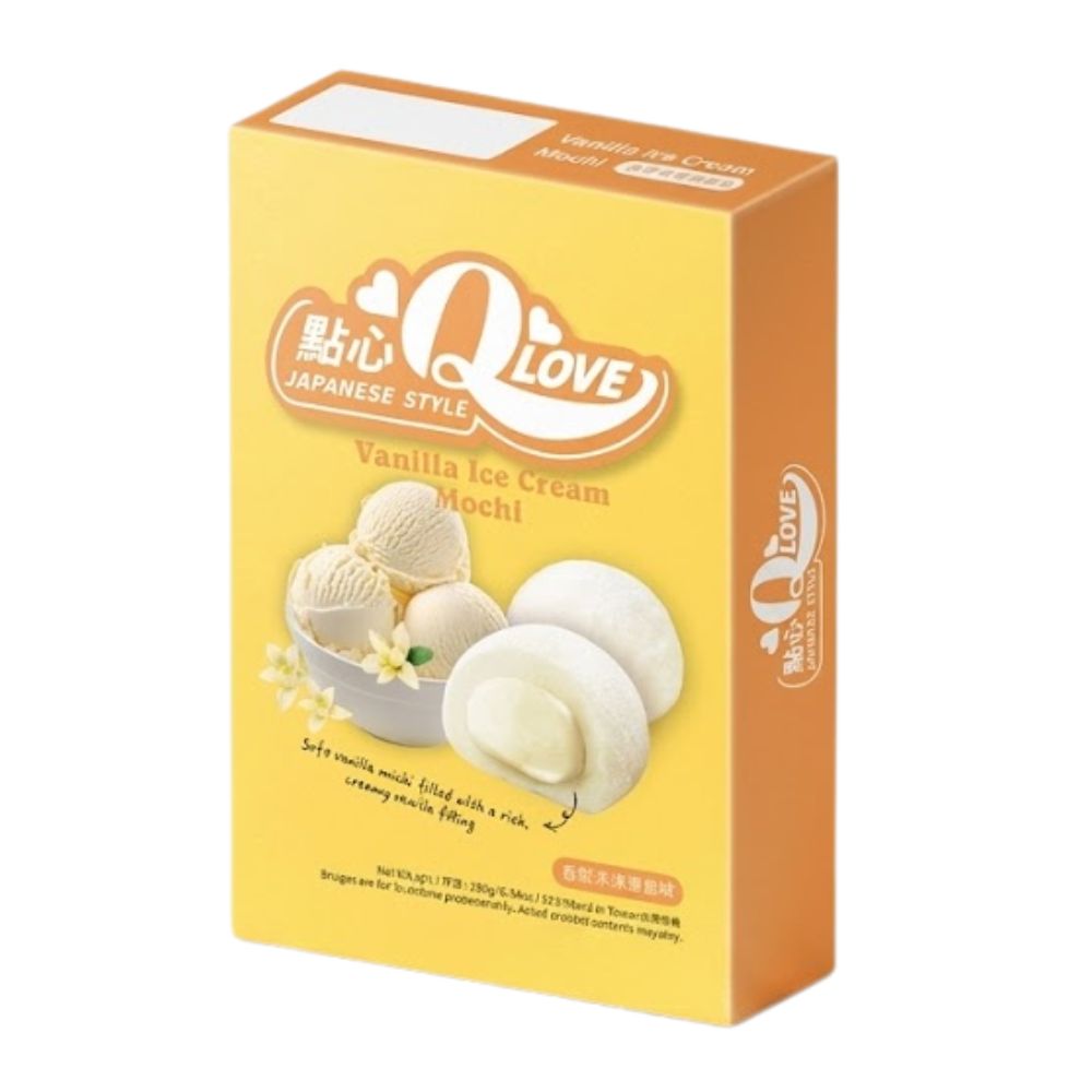 QLove Vanilla Ice Cream Mochi, Mochi mit Vanillegeschmack, 180 g 