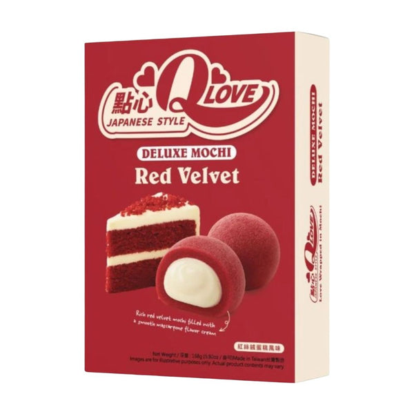 QLove Deluxe Red Velvet Mochi, Mochi mit Red-Velvet-Geschmack, 168 g 