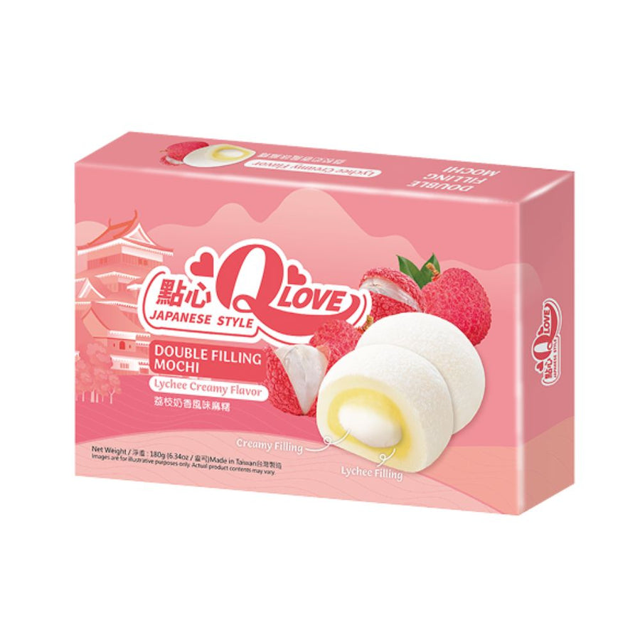 QLove Creamy Lychee Double Filling Mochi - mochi lychee 180g