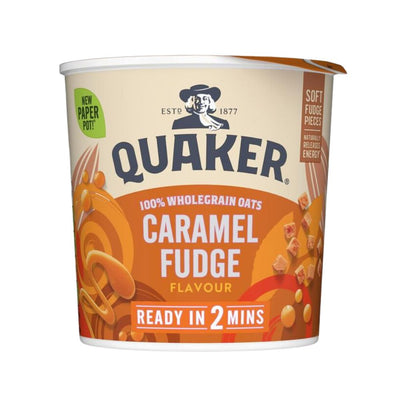 Confezione da 58g fiocchi d'avena al gusto di caramello Quaker.