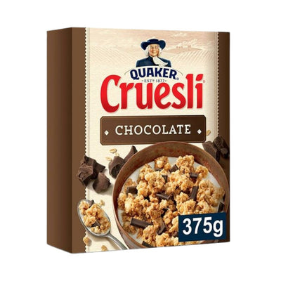 Confezione da 375g, fiocchi d'avena con scaglie di cioccolato Quaker.