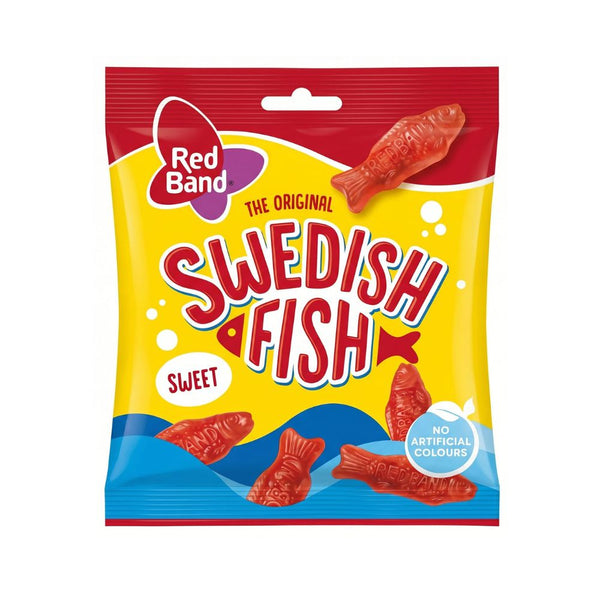 Red Band Swedish Fish, gummibonbons mit Himbeergeschmack, 100 g 