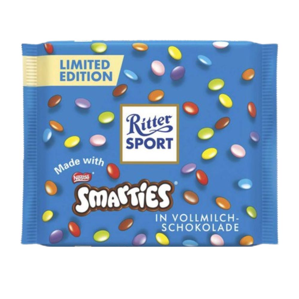 Ritter Sport Smarties, tavoletta di cioccolato al latte con Smarties da 100g.