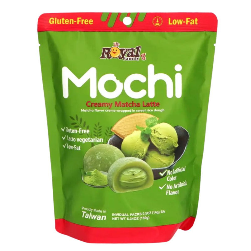 Confezione da 180g, mochi matcha latte Royal Family.