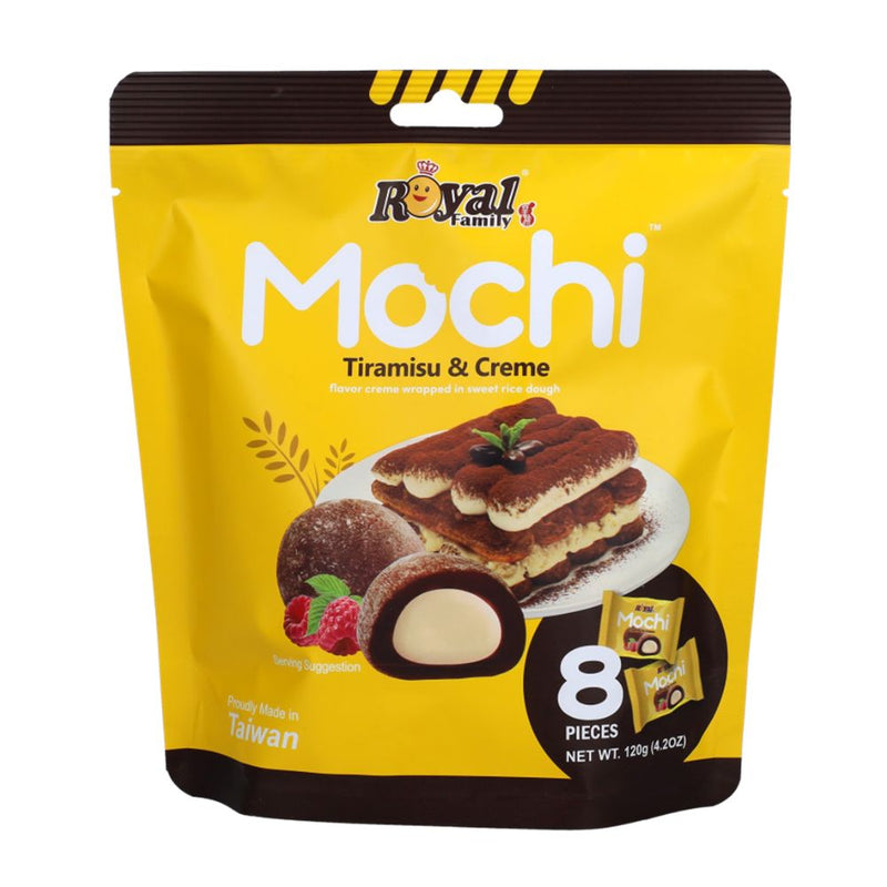 Confezione da 120g, mochi al gusto di tiramisu Royal Family.