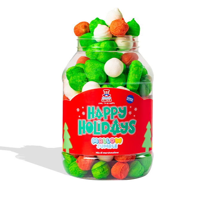 3x Mallow Jumble “Frohe Feiertage”, 3 Gläser von marshmallow zum Zusammenstellen mit deinen Lieblingsgeschmäckern 