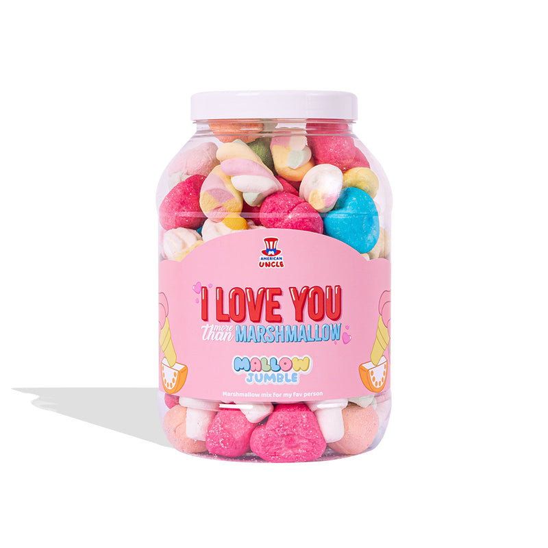 Mallow Jumble "I love you more than marshmallow", Marshmallow Krug zum Zusammenstellen mit deinem Lieblingsgeschmack