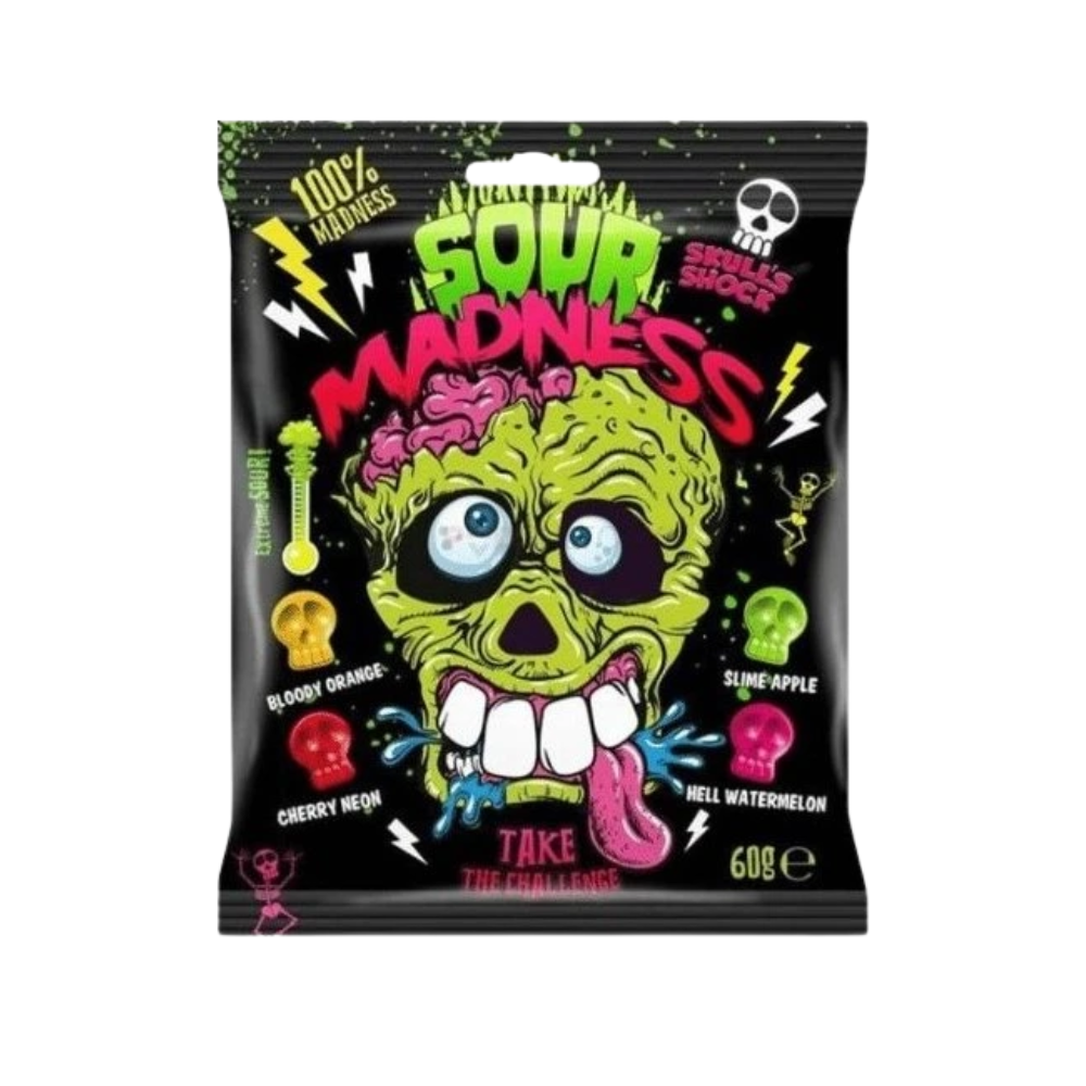 Sour Madness, harte Bonbons mit saurem Fruchtgeschmack à 60 g 