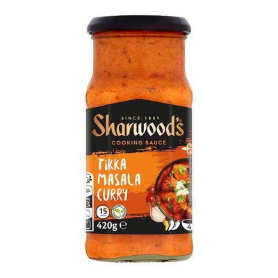 Confezione da 420g, salsa al curry tikka masala Sharwood's.